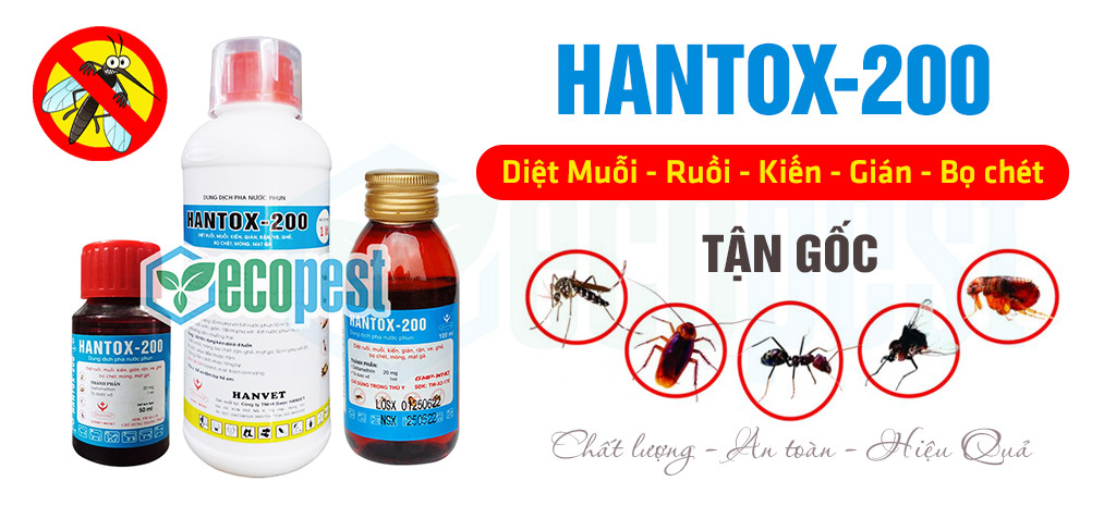 Hantox-200 thuốc diệt muỗi, ruồi nhặng, bọ chét, ve rận chó mèo hiệu quả